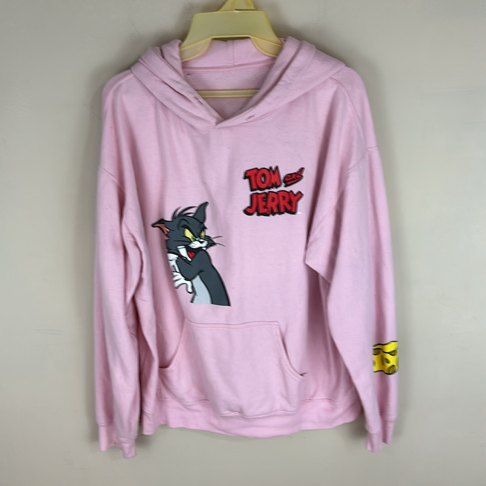 Tom and Jerry Cartoons Pink Hoodie Graphics Front and Back